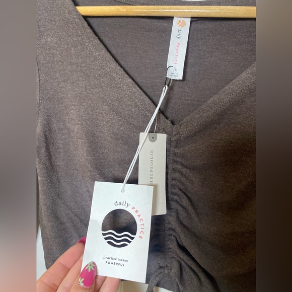 Daily Practice by Anthropologie | NWT‎ Small Cocoa Brown The Humboldt Top - Picture 4 of 5